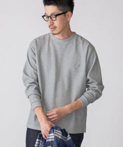 SHIPS tシャツ 「WEB限定」SHIPS:「抗菌・防臭」ワンポイント ロゴ バーズアイ クルーネック 長袖 Tシャツ メンズ