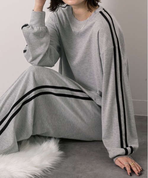 ad thie パジャマ ルームウェア サイドライン スムースルームウエア レディース - 画像 (4)