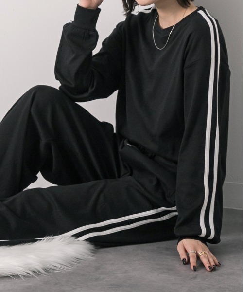 ad thie パジャマ ルームウェア サイドライン スムースルームウエア レディース