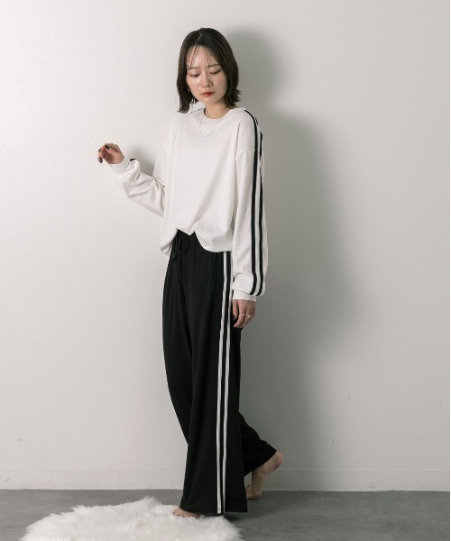 ad thie パジャマ ルームウェア サイドライン スムースルームウエア レディース - 画像 (6)