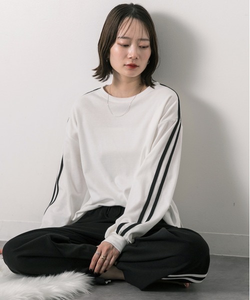 ad thie パジャマ ルームウェア サイドライン スムースルームウエア レディース - 画像 (8)