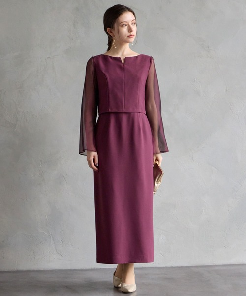 AIMER ドレス キーネックタイトラインパーティードレス 結婚式 お呼ばれ ドレス 20代 30代 40代 - 画像 (4)