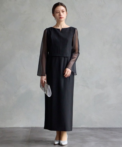 AIMER ドレス キーネックタイトラインパーティードレス 結婚式 お呼ばれ ドレス 20代 30代 40代 - 画像 (2)