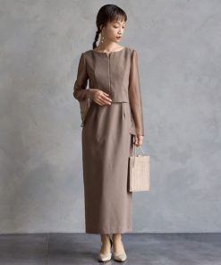 AIMER ドレス キーネックタイトラインパーティードレス　結婚式　お呼ばれ　ドレス　20代 30代 40代