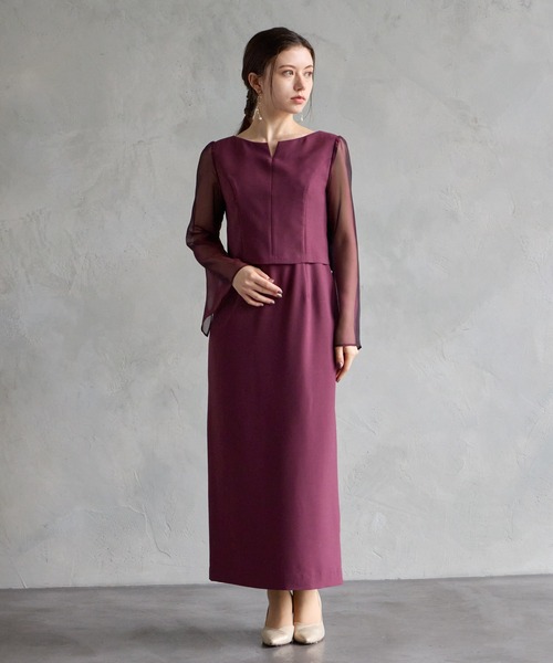 AIMER ドレス キーネックタイトラインパーティードレス 結婚式 お呼ばれ ドレス 20代 30代 40代 - 画像 (6)