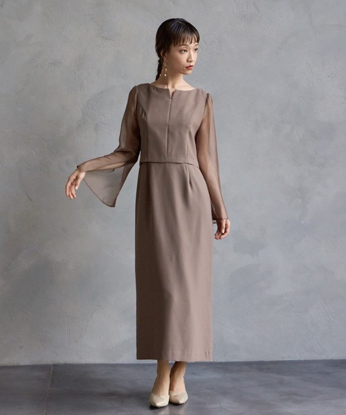 AIMER ドレス キーネックタイトラインパーティードレス 結婚式 お呼ばれ ドレス 20代 30代 40代 - 画像 (5)