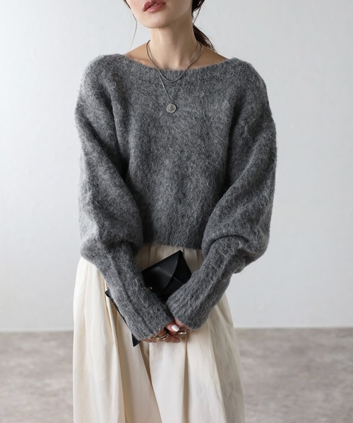 Bonjour Sagan ニット セーター ウール混ショート丈ニットプルオーバー レディース - 画像 (3)