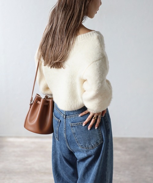 Bonjour Sagan ニット セーター ウール混ショート丈ニットプルオーバー レディース - 画像 (6)