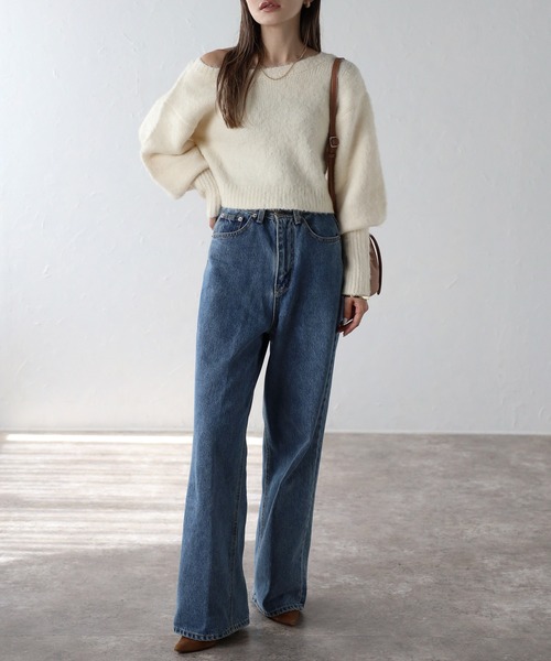 Bonjour Sagan ニット セーター ウール混ショート丈ニットプルオーバー レディース - 画像 (7)