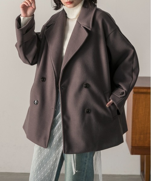 ad thie ピーコート pコート ウールタッチ オーバーPコート ジャコット レディース - 画像 (3)