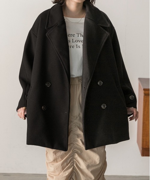 ad thie ピーコート pコート ウールタッチ オーバーPコート ジャコット レディース