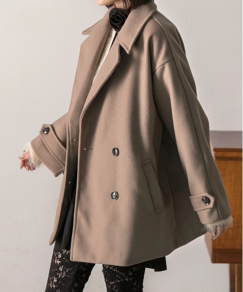 ad thie ピーコート pコート ウールタッチ オーバーPコート ジャコット レディース - 画像 (4)