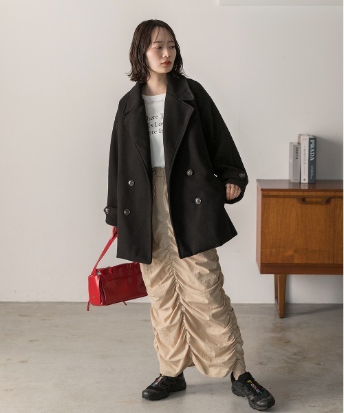 ad thie ピーコート pコート ウールタッチ オーバーPコート ジャコット レディース - 画像 (8)
