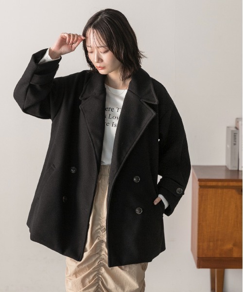 ad thie ピーコート pコート ウールタッチ オーバーPコート ジャコット レディース - 画像 (9)