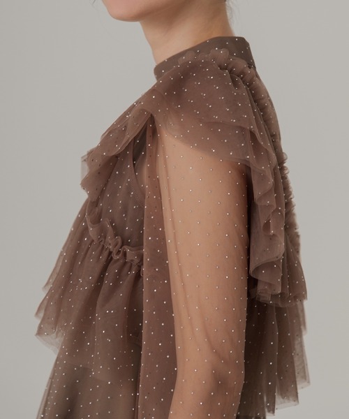 Leja ドレス 「LEJA」2wayドットストーンギャザーチュールAラインドレス 2点セット美脚効果 ドレスワンピース 結婚式 パーティードレス 成人式 二次 - 画像 (7)