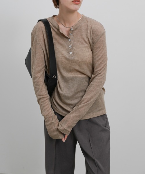 select MOCA tシャツ ヘンリーネックシアーロンT レディース - 画像 (5)