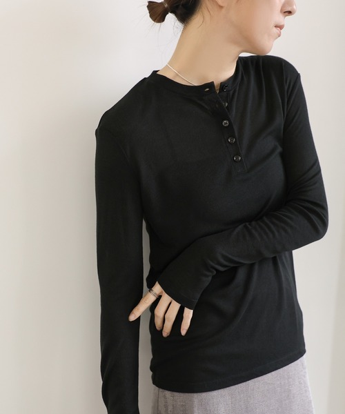 select MOCA tシャツ ヘンリーネックシアーロンT レディース - 画像 (3)