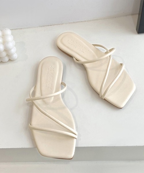 miniministore サンダル スクエアトゥ ぺたんこ サマー 人気 レディース - 画像 (3)