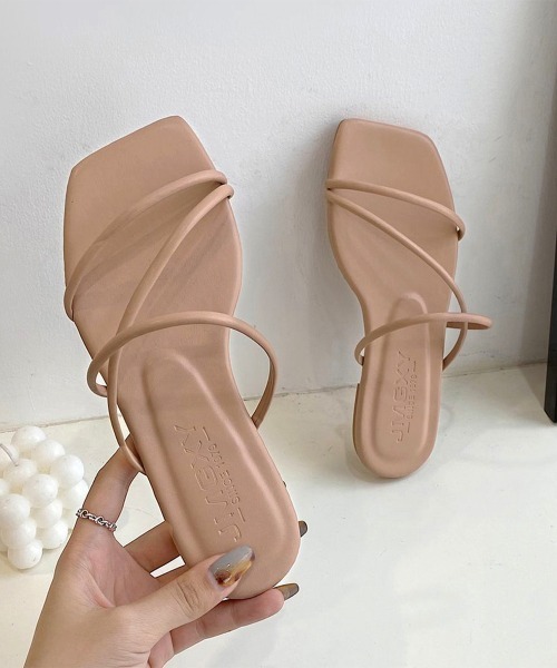 miniministore サンダル スクエアトゥ ぺたんこ サマー 人気 レディース - 画像 (6)