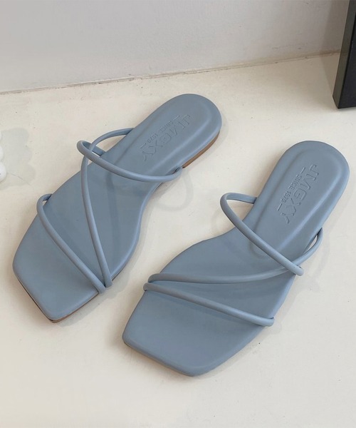 miniministore サンダル スクエアトゥ ぺたんこ サマー 人気 レディース - 画像 (4)