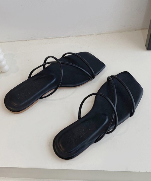 miniministore サンダル スクエアトゥ ぺたんこ サマー 人気 レディース - 画像 (2)