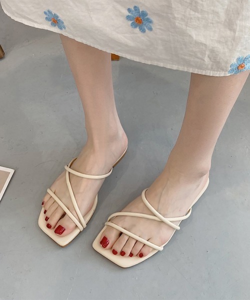 miniministore サンダル スクエアトゥ ぺたんこ サマー 人気 レディース - 画像 (9)