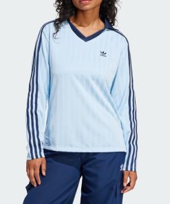 adidas ポロシャツ ポロ アディカラー フットボール ジャカード Vネック 長袖ポロシャツ / アディダスオリジナルス Originals レデ