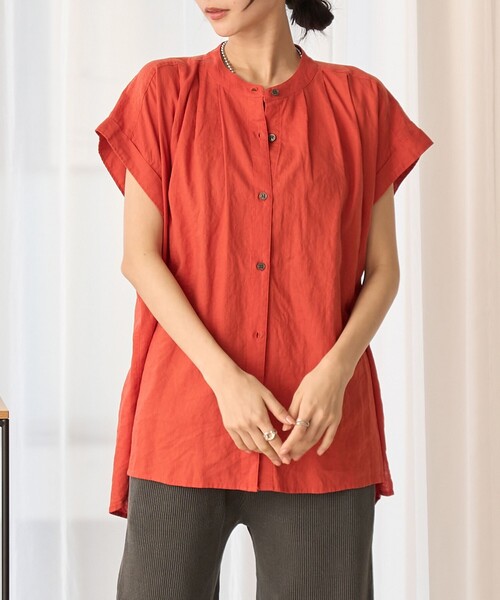 coen ブラウス シャツ リネンレーヨンタックブラウス レディース - 画像 (4)