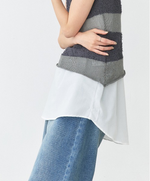 ad thie タンクトップ ノースリーブ シャツレイヤード ロングタンクトップ レディース - 画像 (2)