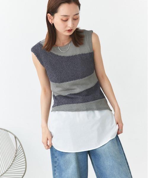 ad thie タンクトップ ノースリーブ シャツレイヤード ロングタンクトップ レディース - 画像 (7)