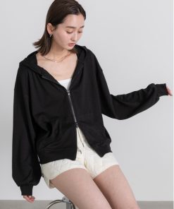 ad thie パーカー スムース ダブルジップ レディース