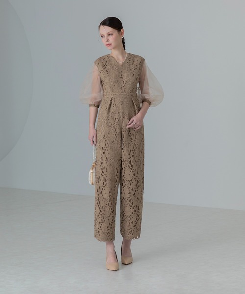 Leja パンツドレス 「LEJA」2WAYシアースリーブ花柄パンツドレス 2点セット 結婚式 パーティードレス 二次会 同窓会 お呼ばれ オケージョン 20代 - 画像 (3)