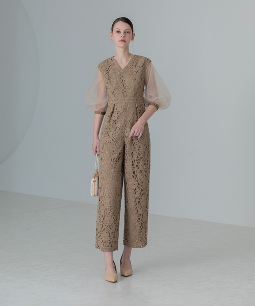 Leja パンツドレス 「LEJA」2WAYシアースリーブ花柄パンツドレス 2点セット 結婚式 パーティードレス 二次会 同窓会 お呼ばれ オケージョン 20代 - 画像 (4)