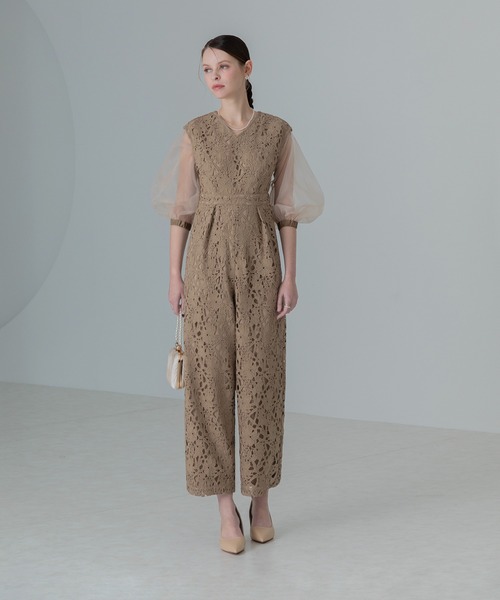 Leja パンツドレス 「LEJA」2WAYシアースリーブ花柄パンツドレス 2点セット 結婚式 パーティードレス 二次会 同窓会 お呼ばれ オケージョン 20代 - 画像 (5)