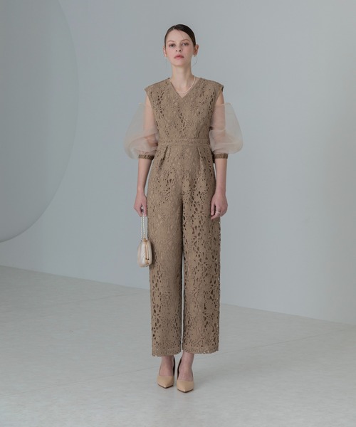 Leja パンツドレス 「LEJA」2WAYシアースリーブ花柄パンツドレス 2点セット 結婚式 パーティードレス 二次会 同窓会 お呼ばれ オケージョン 20代 - 画像 (6)