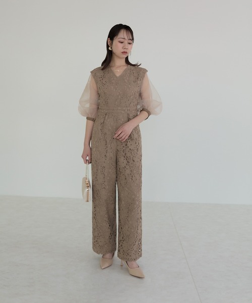 Leja パンツドレス 「LEJA」2WAYシアースリーブ花柄パンツドレス 2点セット 結婚式 パーティードレス 二次会 同窓会 お呼ばれ オケージョン 20代 - 画像 (9)