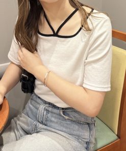 GeeRA tシャツ ホルターネック配色リブTシャツ レディース