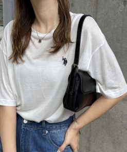 U.S. POLO ASSN. tシャツ GeeRA別注「U.S. ASSN.」ワンポイント刺繍スラブシアーカラー&ボーダーTシャツ レディース