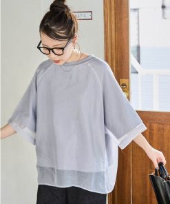 FREAK'S STORE tシャツ 限定展開　オーガンジー×カットソー 重ね ラグラン 半袖 Tシャツ レディース