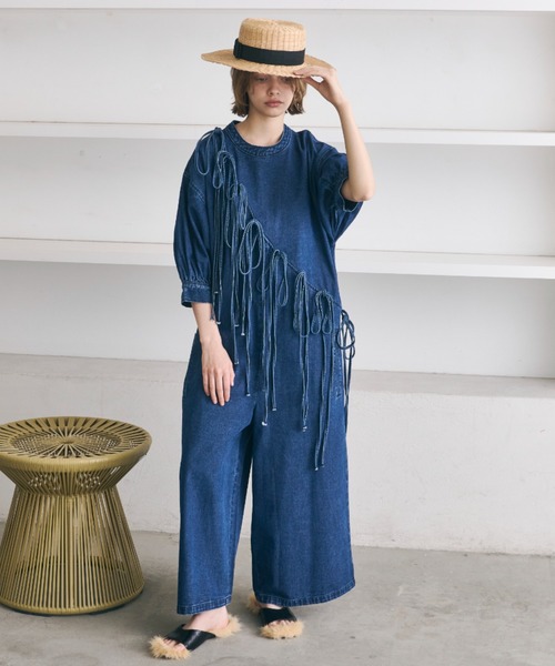 PERNA オールインワン ハーフスリーブデニムオールインワン レディース - 画像 (7)