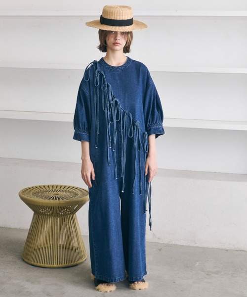 PERNA オールインワン ハーフスリーブデニムオールインワン レディース - 画像 (8)