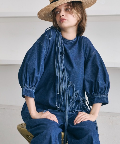 PERNA オールインワン ハーフスリーブデニムオールインワン レディース - 画像 (6)