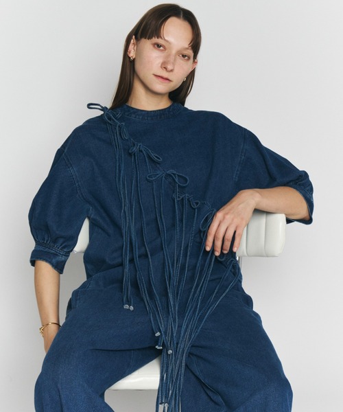 PERNA オールインワン ハーフスリーブデニムオールインワン レディース - 画像 (3)