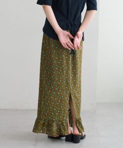 Discoat スカート 「umm.」小花柄フリルナロースカート