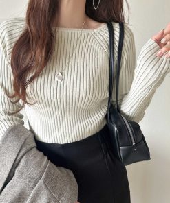 classicalelf ニット セーター 即、大人上品に♪プレーティングリブスクエアネックニットプルオーバー(長袖) レディース