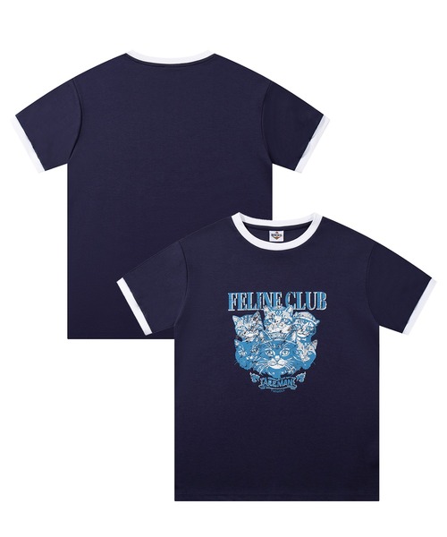 tシャツ HOOK -original- ニャンコ船長ヴィンテージ風プリントリンガーTEE メンズ レディース - 画像 (5)