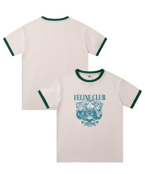 tシャツ HOOK -original- ニャンコ船長ヴィンテージ風プリントリンガーTEE メンズ レディース - 画像 (6)