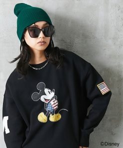 Disney 「Disney」 スウェットカットソー 4L ブラック レディース
