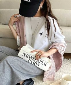 classicalelf tシャツ 後ろ姿も、抜かりなく。胸刺繍 シルケット素材 ゆったりシルエット レイヤード バックヘンリー 長袖 ロンTEE レディース