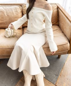 clear スカート 「低身長サイズ有」ウエストリブスリット入りマーメイドスカート「オフィスカジュアル 着回し抜群」「2025SS新作」